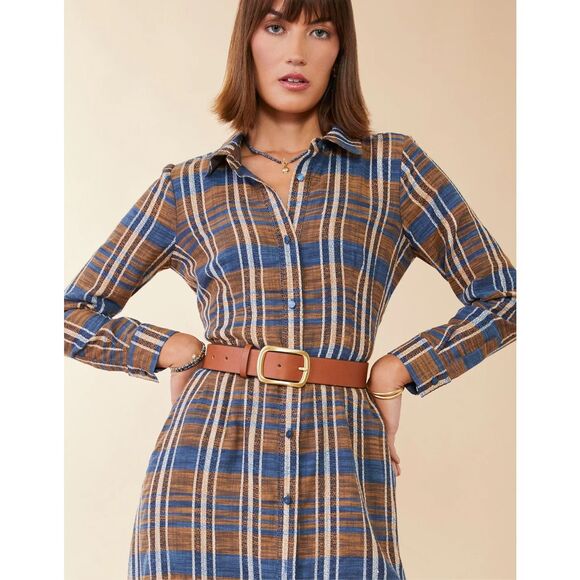 Spartina Tillie MIDI Dress Size S Plaid Button Front $228.00 - Picture 2 of 9